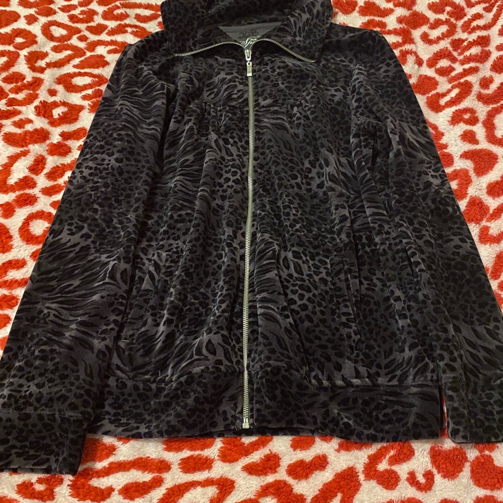 Style & Co. Black Animal Leopard Print Jacket